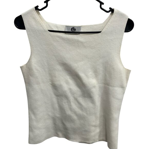 1989 One Eight Nine White Sleeveless Knit Tank Top Size M Stretchy Lightweight - Picture 1 of 9